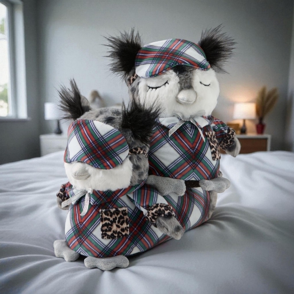 NEW!!! AERIE GREY COZY PLAID OWL CRITTER SLIPPERS - SIZE M - Picture 6 of 9